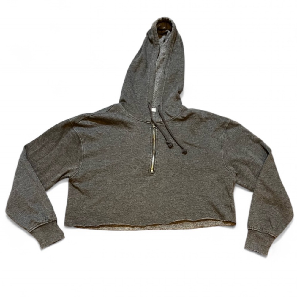 Double Zero Cropped Charcoal Hoodie, L